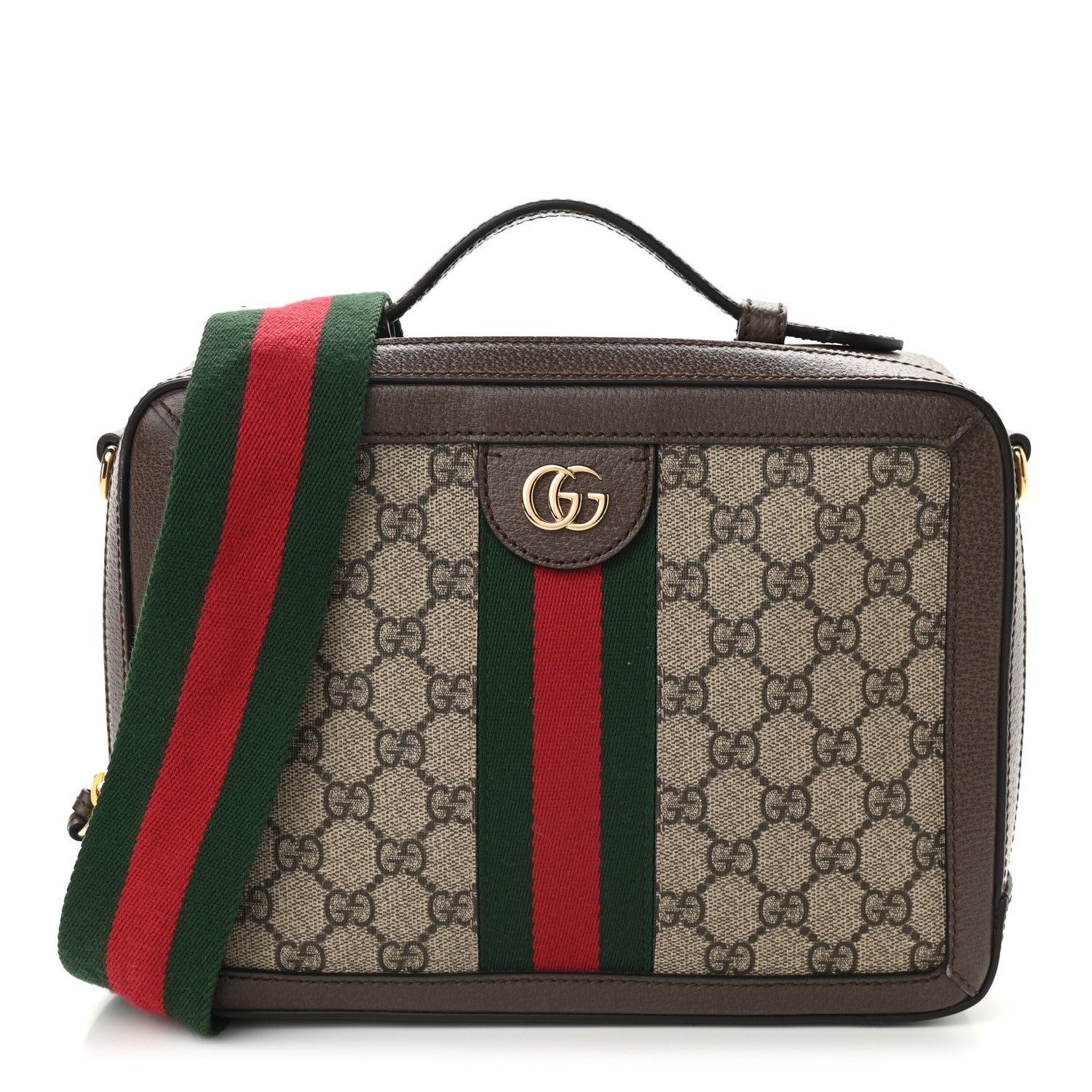 Gucci GG Supreme Web Small Ophidia Top Handle Shoulder Bag Brown 1 of 10