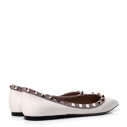 Valentino Garavani Nappa Rockstud Ballerina Flats 39 Light Ivory Poudre 3 of 6