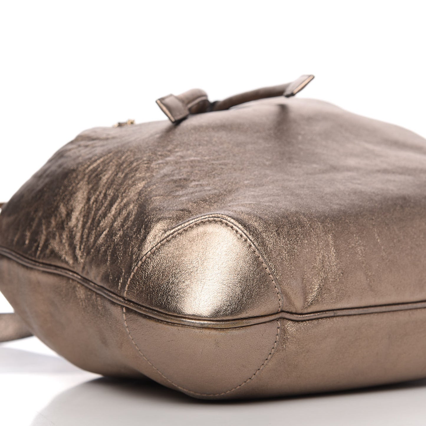 Metallic Calfskin Drawstring Shoulder Bag Gold