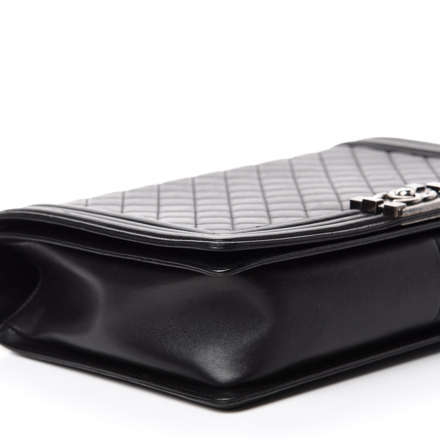 Lambskin Quilted Large Boy Flap Black