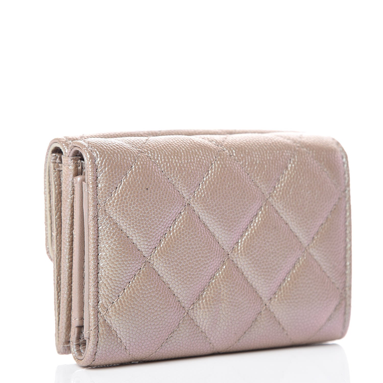 Chanel Iridescent Caviar Quilted Double Flap Wallet Beige 3 of 10