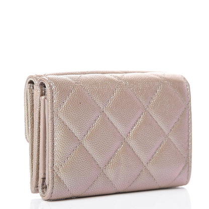 Chanel Iridescent Caviar Quilted Double Flap Wallet Beige 3 of 10