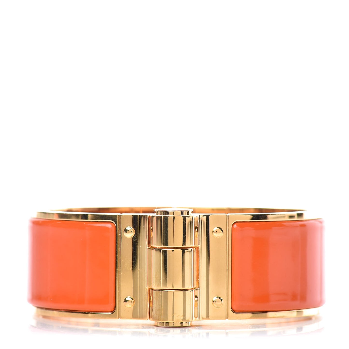 Enamel Charniere Uni Wide Hinged Bracelet M Orange