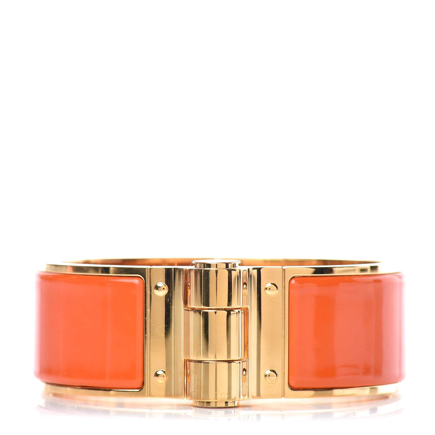 Hermes Enamel Charniere Uni Wide Hinged Bracelet M Orange 1 of 6