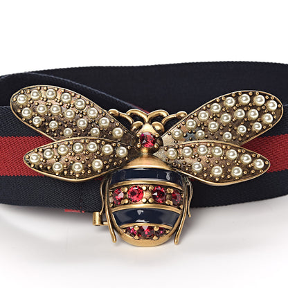 Gucci Web Queen Margaret Bee Belt 75 30 Red Navy 4 of 6