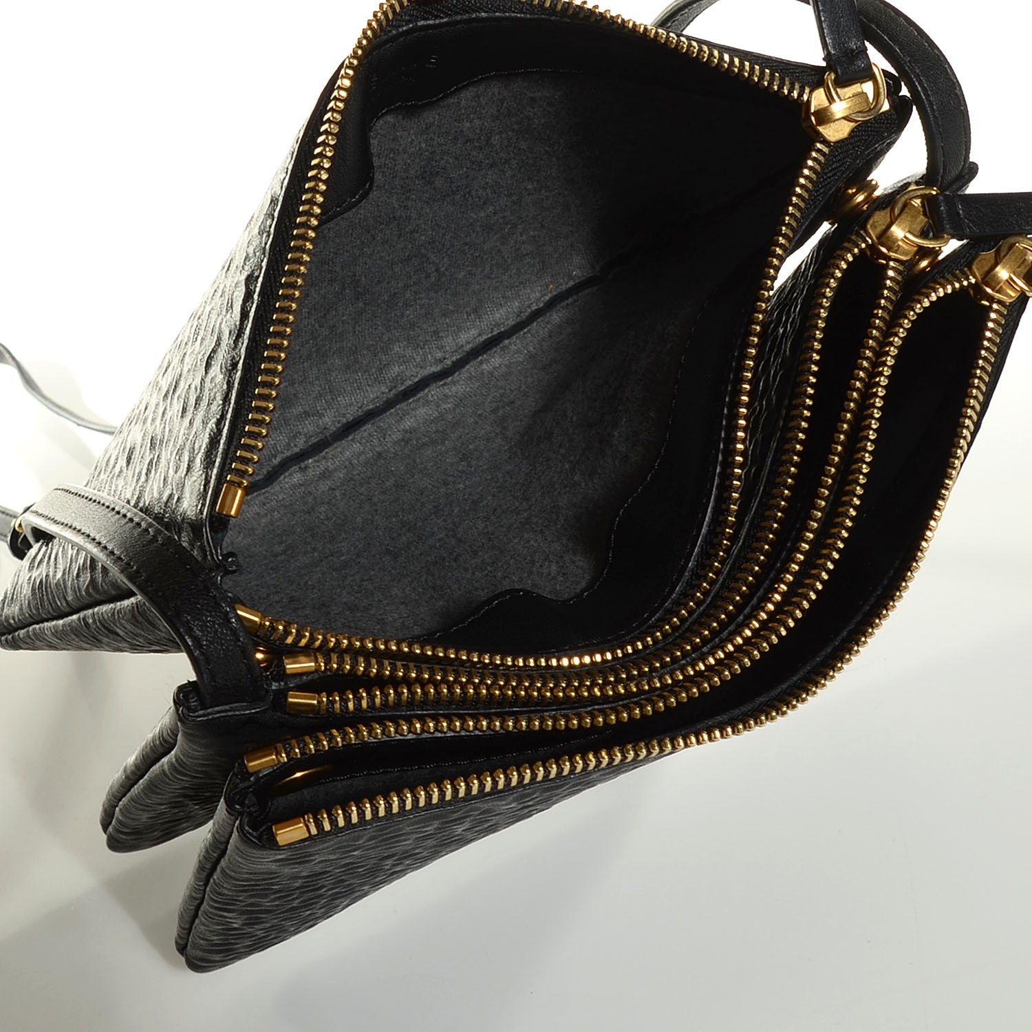 Celine Calfskin Astrakhan Embossed Small Trio Crossbody Black 5 of 7