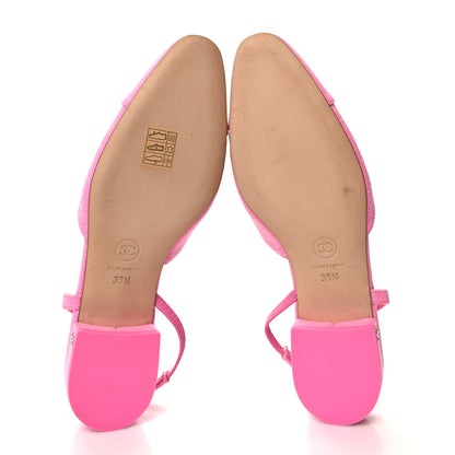 Chanel Denim Cap Toe CC Slingback Flat 36.5 Neon Pink 5 of 9