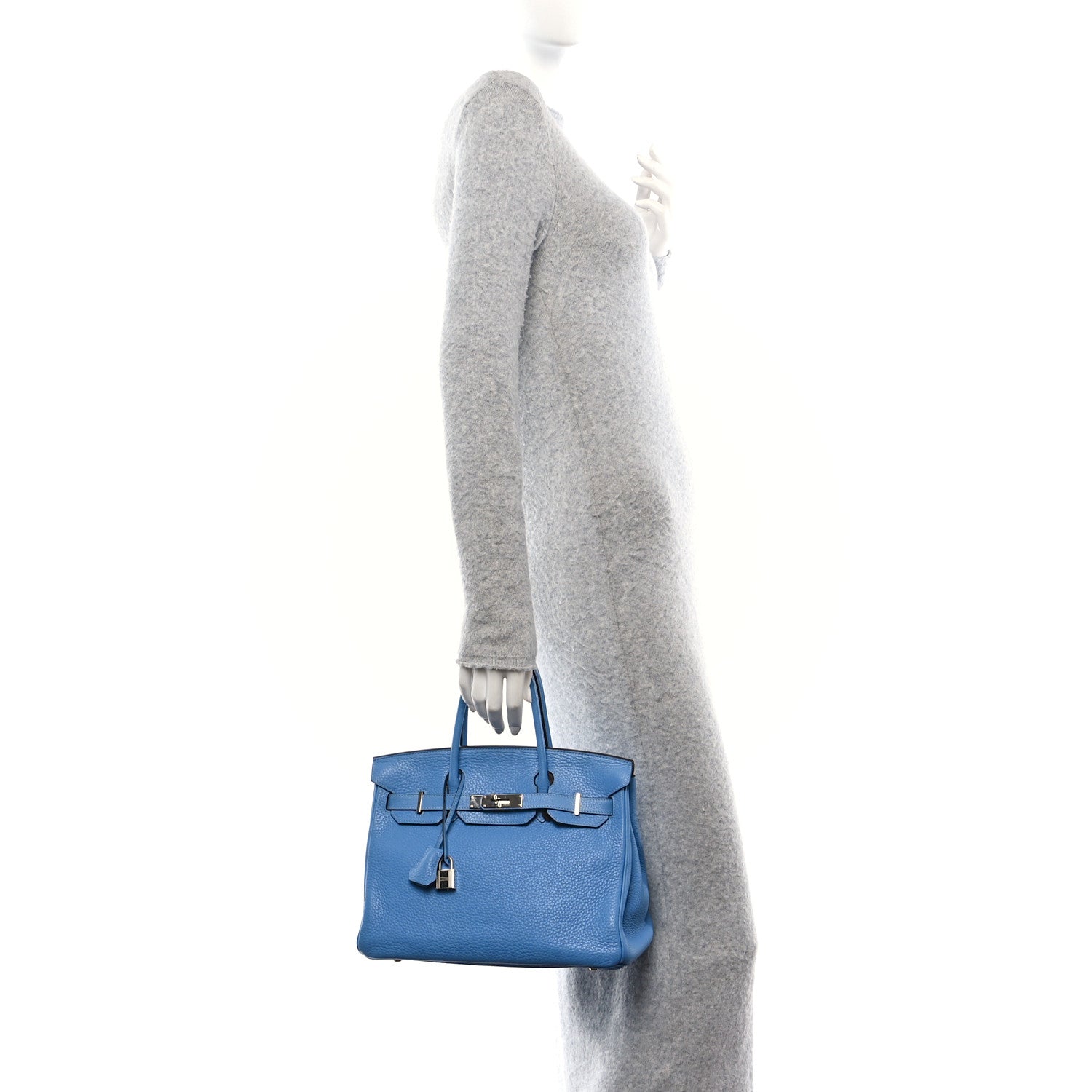 FASHIONPHILE Taurillon Clemence Birkin 30 Bleu Paradis 2 of 10