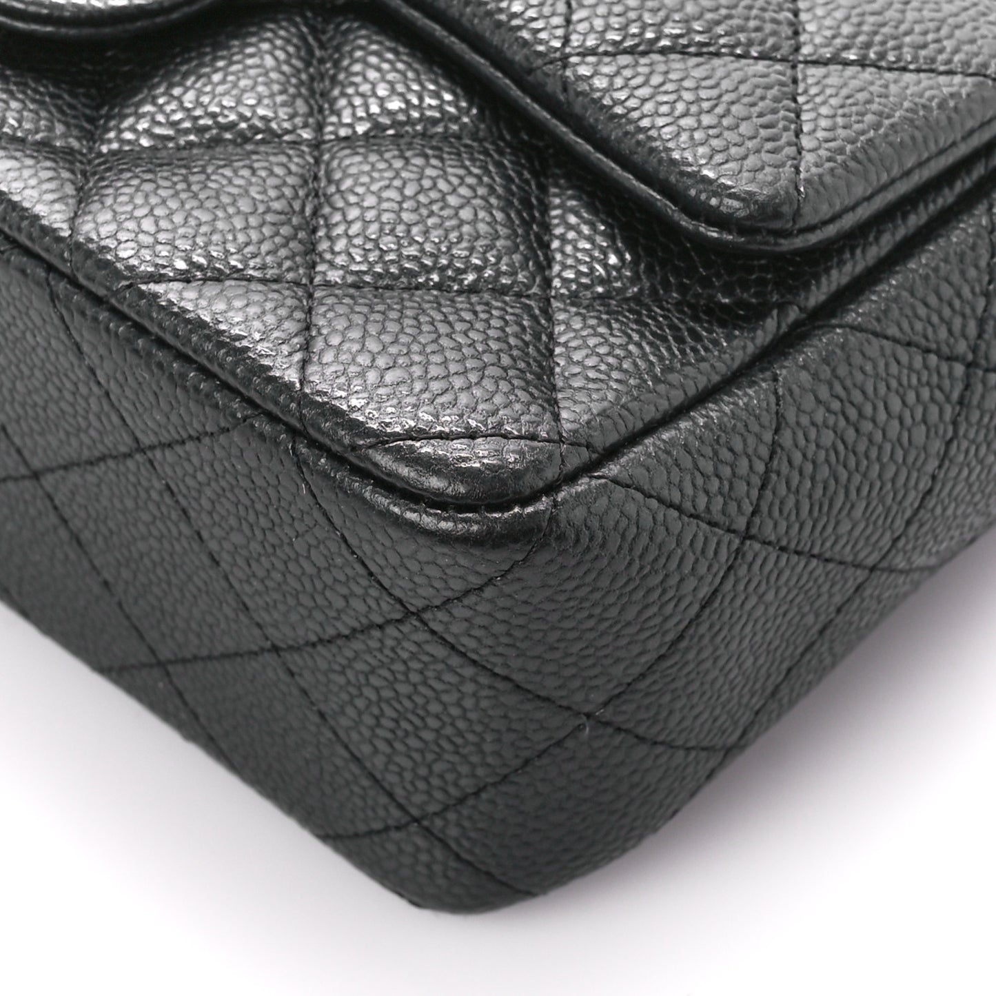 Iridescent Caviar Quilted Mini Rectangular Flap Charcoal
