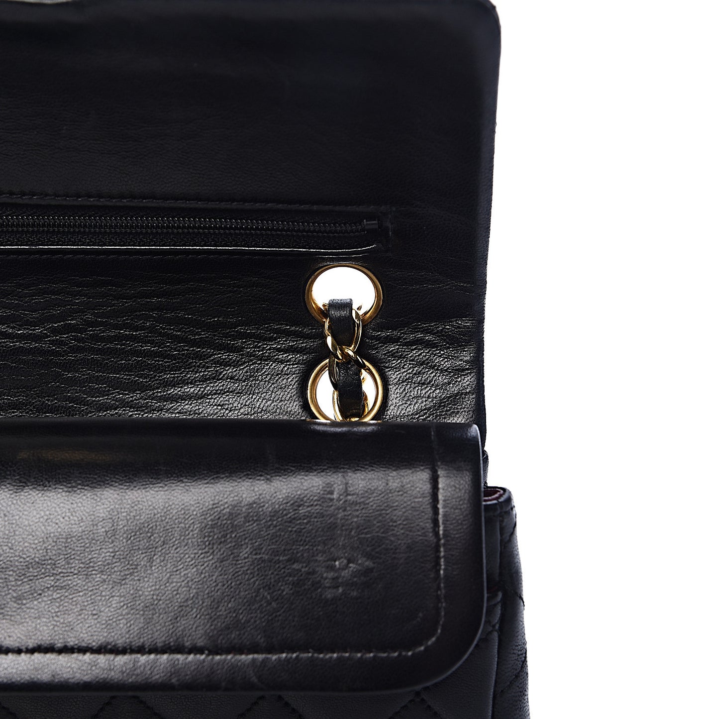 Lambskin Quilted Small Double Flap Black