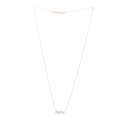 Suzanne Kalan 14K Rose Gold White Topaz Baguette Bar Pendant Necklace 2 of 3