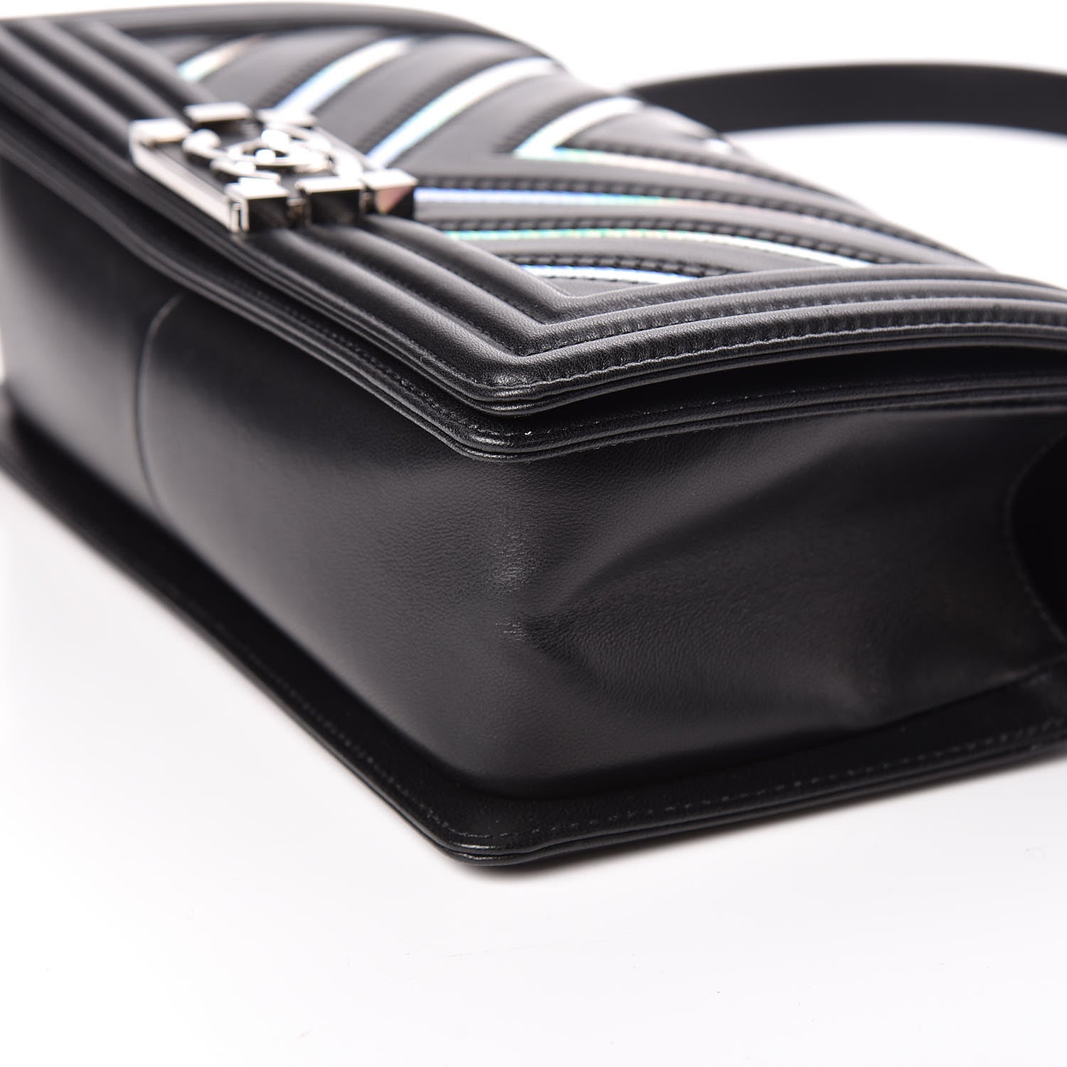 Chanel Lambskin Iridescent PVC Chevron Quilted Medium Boy Flap Black Silver 6 of 11
