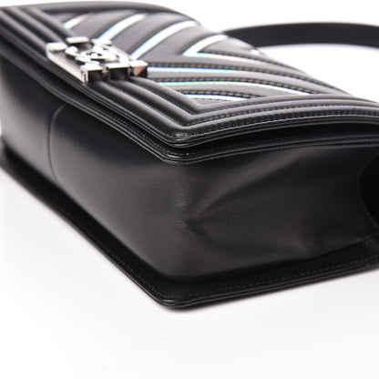 Chanel Lambskin Iridescent PVC Chevron Quilted Medium Boy Flap Black Silver 6 of 11
