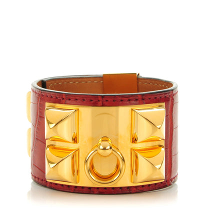 Hermes Matte Alligator Collier De Chien CDC Bracelet S Rouge H 1 of 6