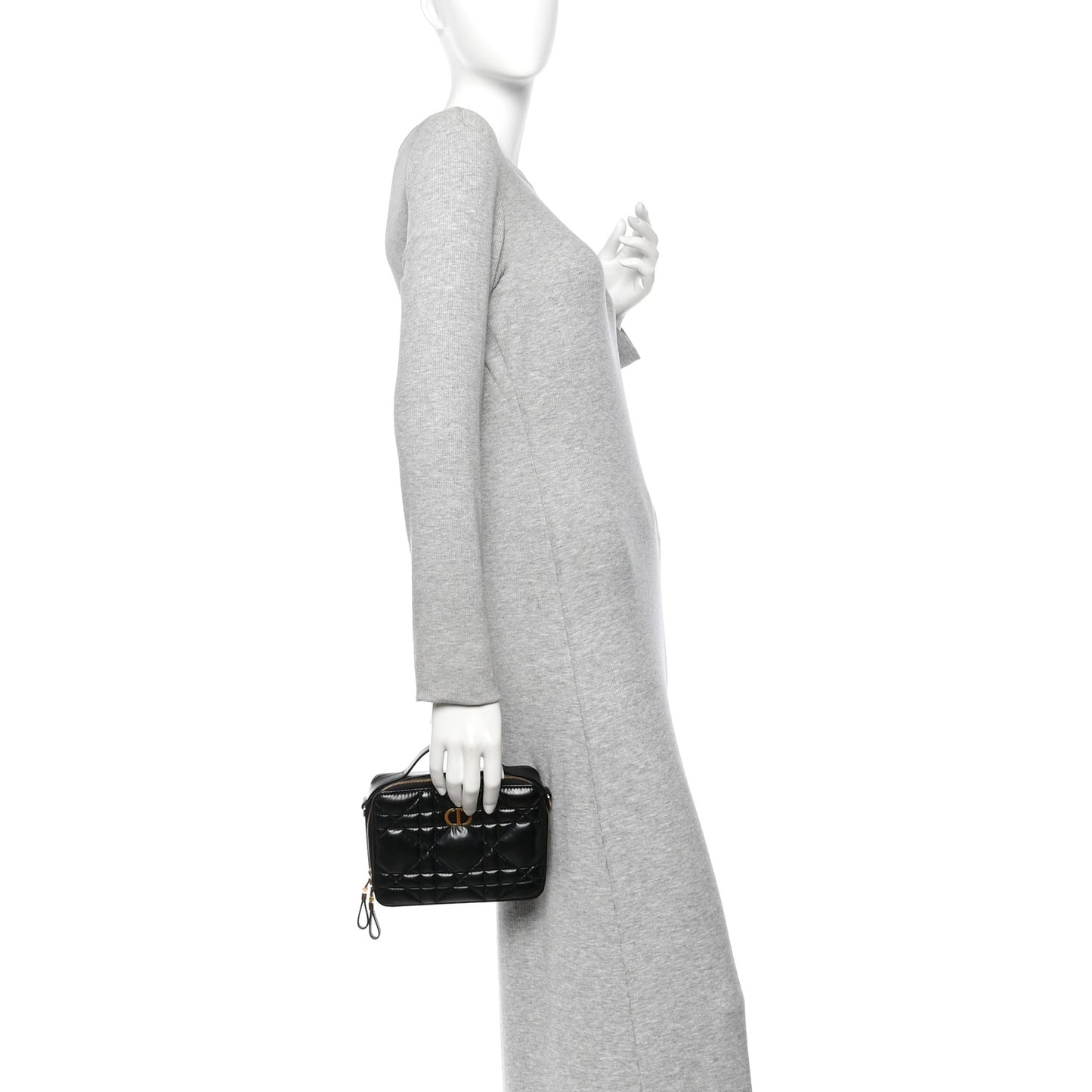 Calfskin Macrocannage Caro Box Bag Black