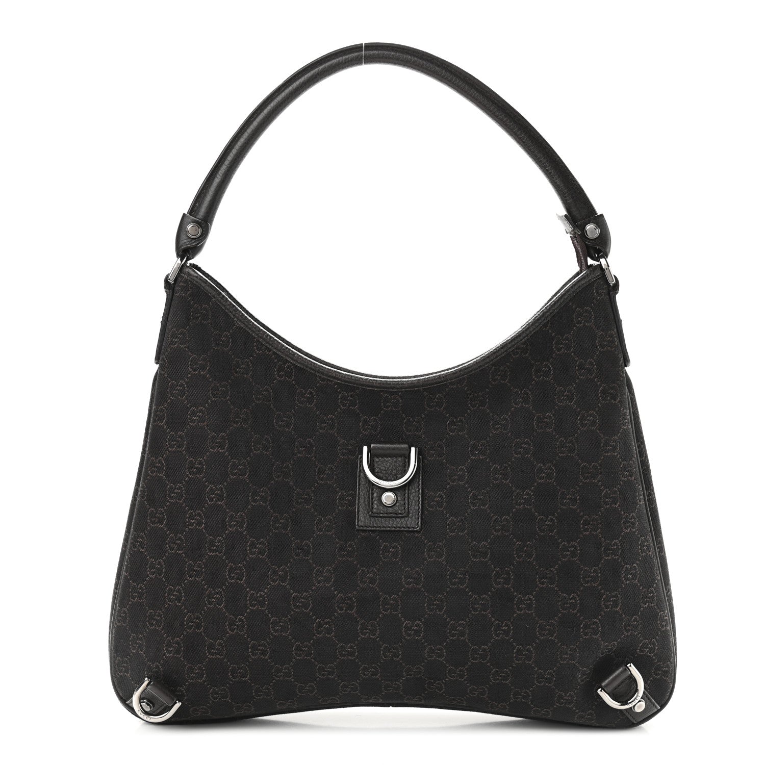Gucci Denim Monogram Abbey D Ring Hobo Brown 1 of 9