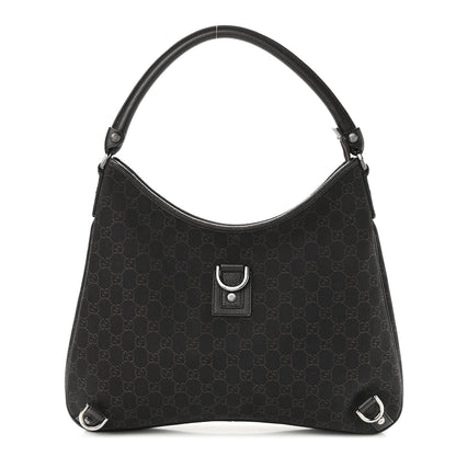 Gucci Denim Monogram Abbey D Ring Hobo Brown 1 of 9