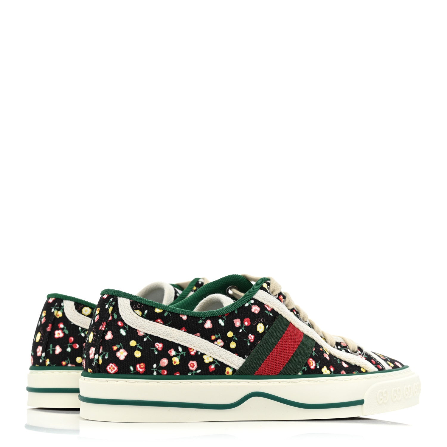 Gucci X LIBERTY OF LONDON Canvas Web Holly Print Womens 1977 Tennis Sneakers 35 Black Peach Mystic White 4 of 7