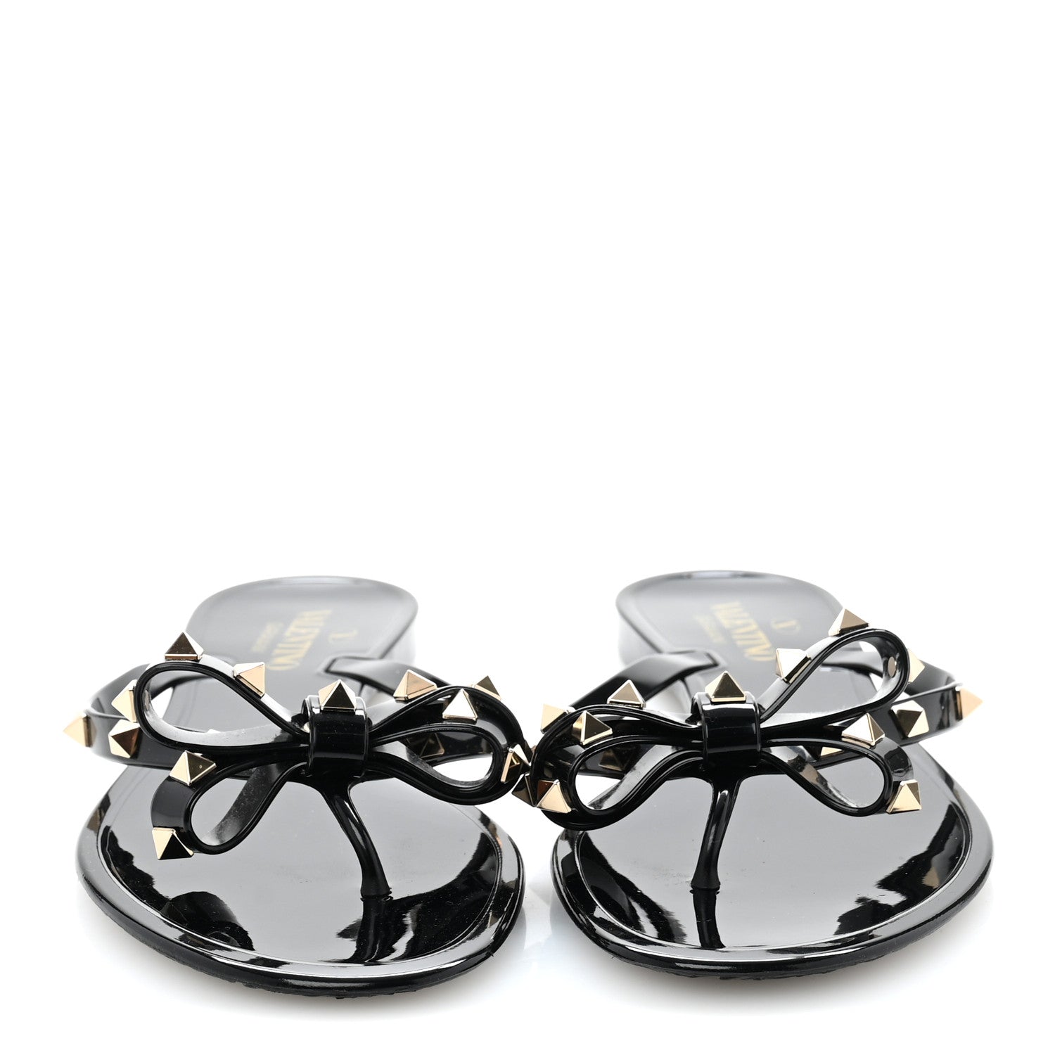 Valentino Garavani PVC Jelly Rockstud Bow Thong Sandals 41 Black 3 of 9