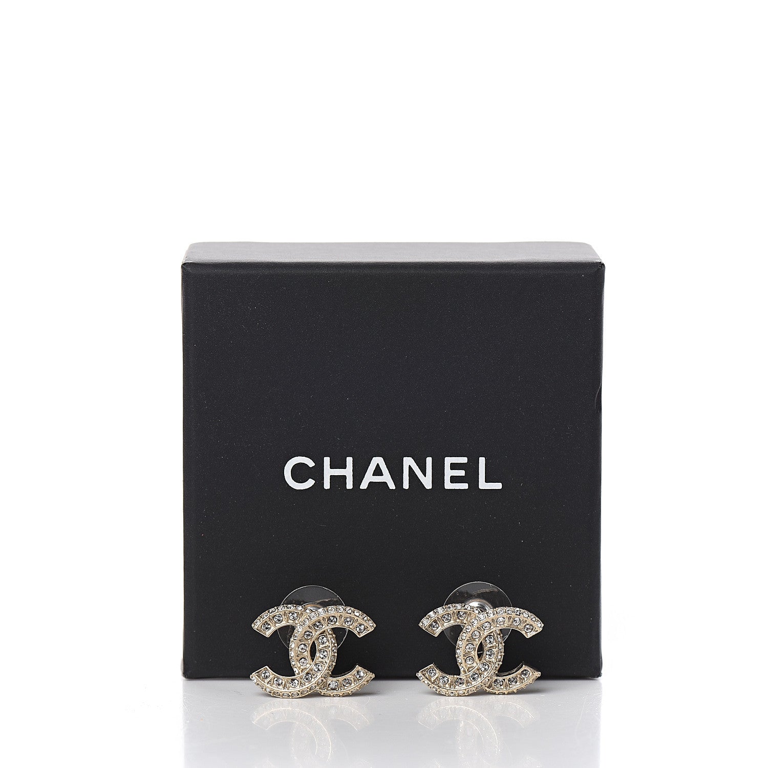 Chanel Crystal CC Earrings Gold 5 of 5