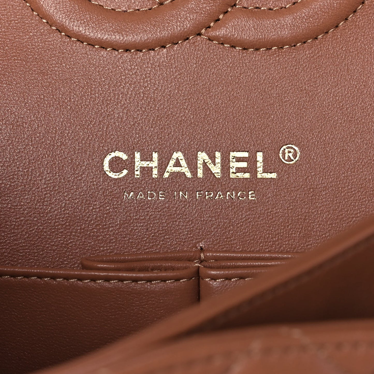 Lambskin Quilted Medium Double Flap Brown