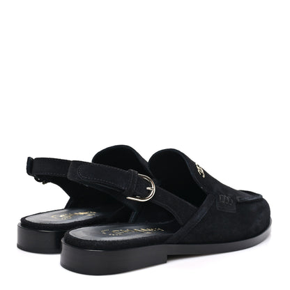 Chanel Suede Calfskin Slingback Loafers 38 Black 5 of 10