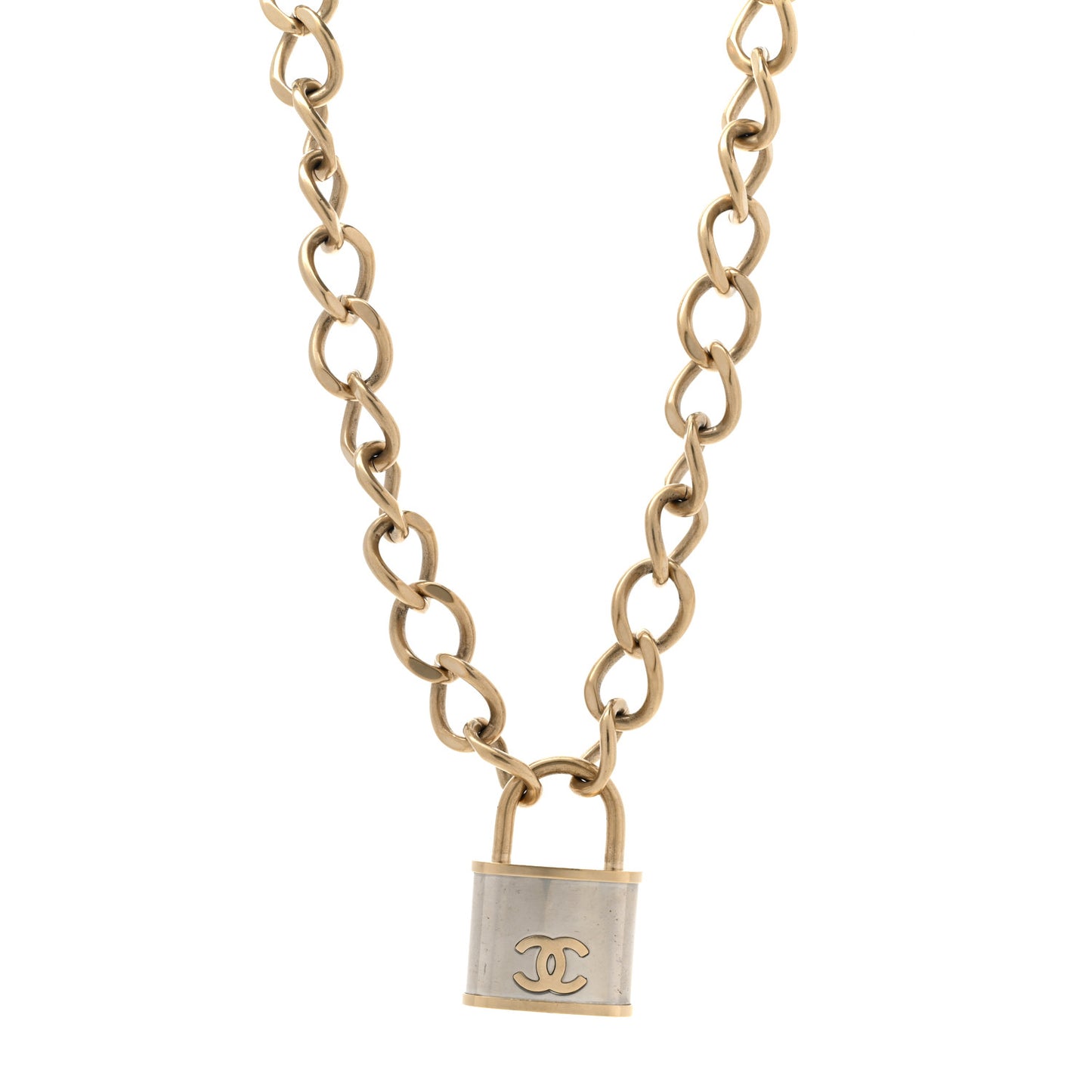 CC Oversized Padlock Necklace Gold Silver