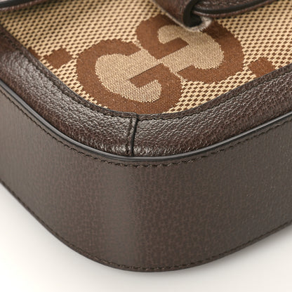 Gucci Monogram Jumbo GG Textured Dollar Calfskin Web Mini Horsebit 1955 Shoulder Bag Camel Ebony New Acero 7 of 8