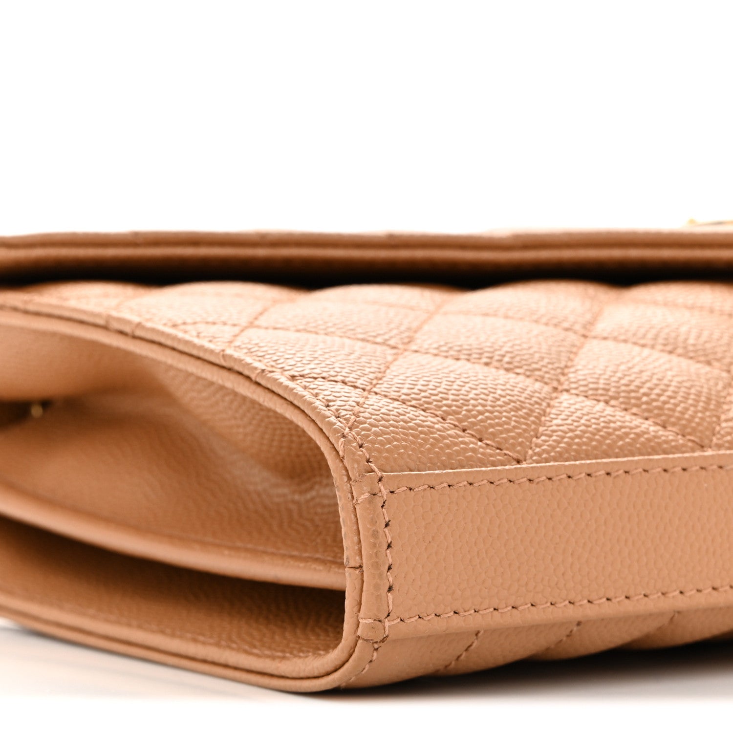 Saint Laurent Grain De Poudre Mixed Matelasse Triquilt Monogram Chain Wallet Dune 9 of 11