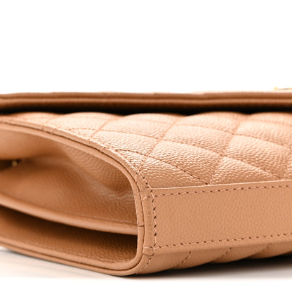 Saint Laurent Grain De Poudre Mixed Matelasse Triquilt Monogram Chain Wallet Dune 9 of 11