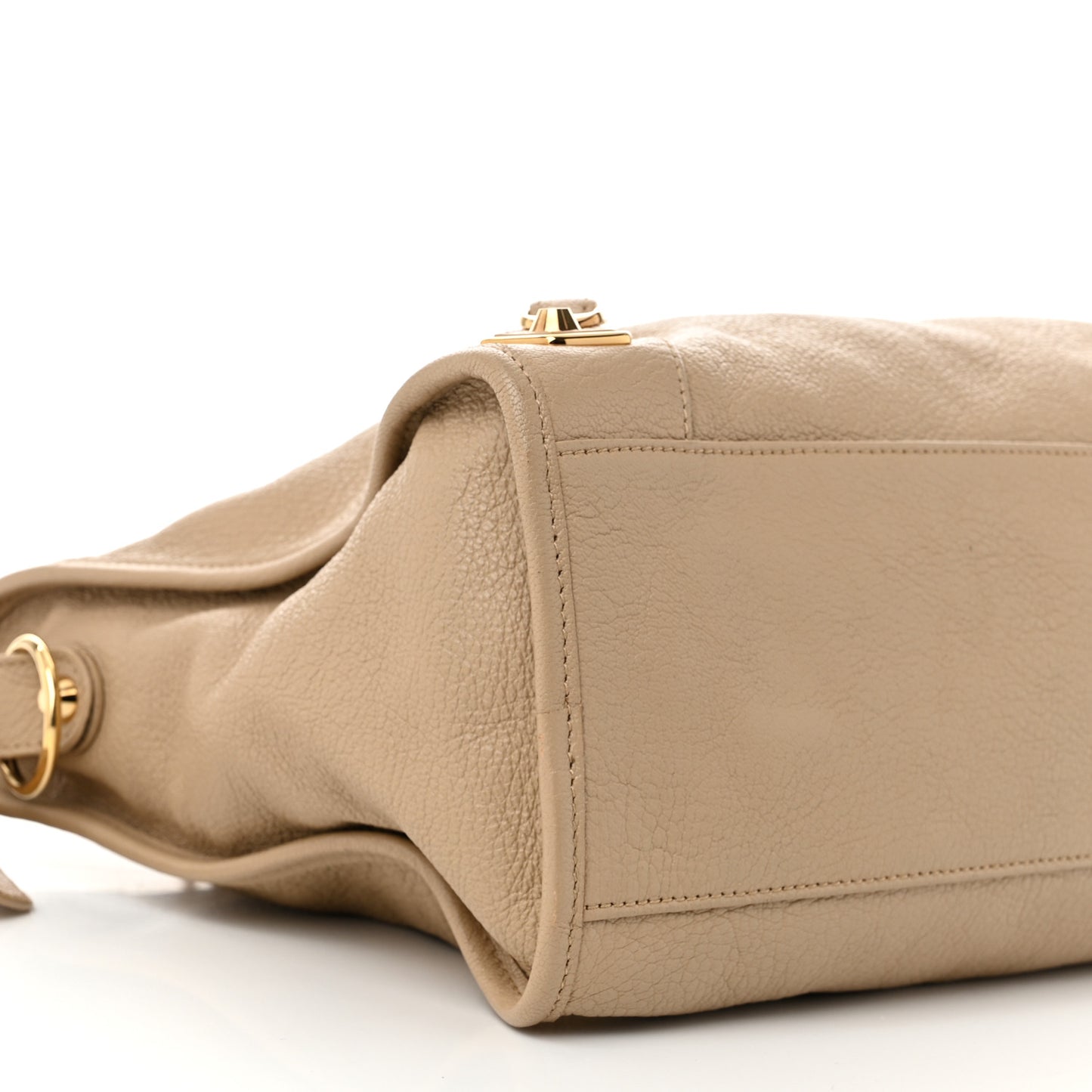 Shiny Goatskin Gold Metallic Edge Hardware City Beige Sahara