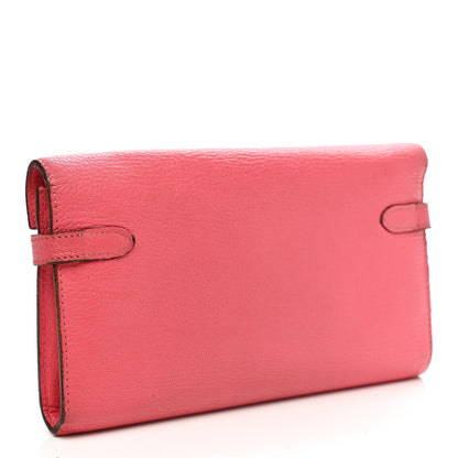 Hermes Chevre Mysore Kelly Longue Wallet Rose Azalee 3 of 17