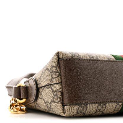 Gucci GG Supreme Monogram Textured Dollar Calfskin Web Small Ophidia Dome Shoulder Bag Beige Ebony New Acero 9 of 12