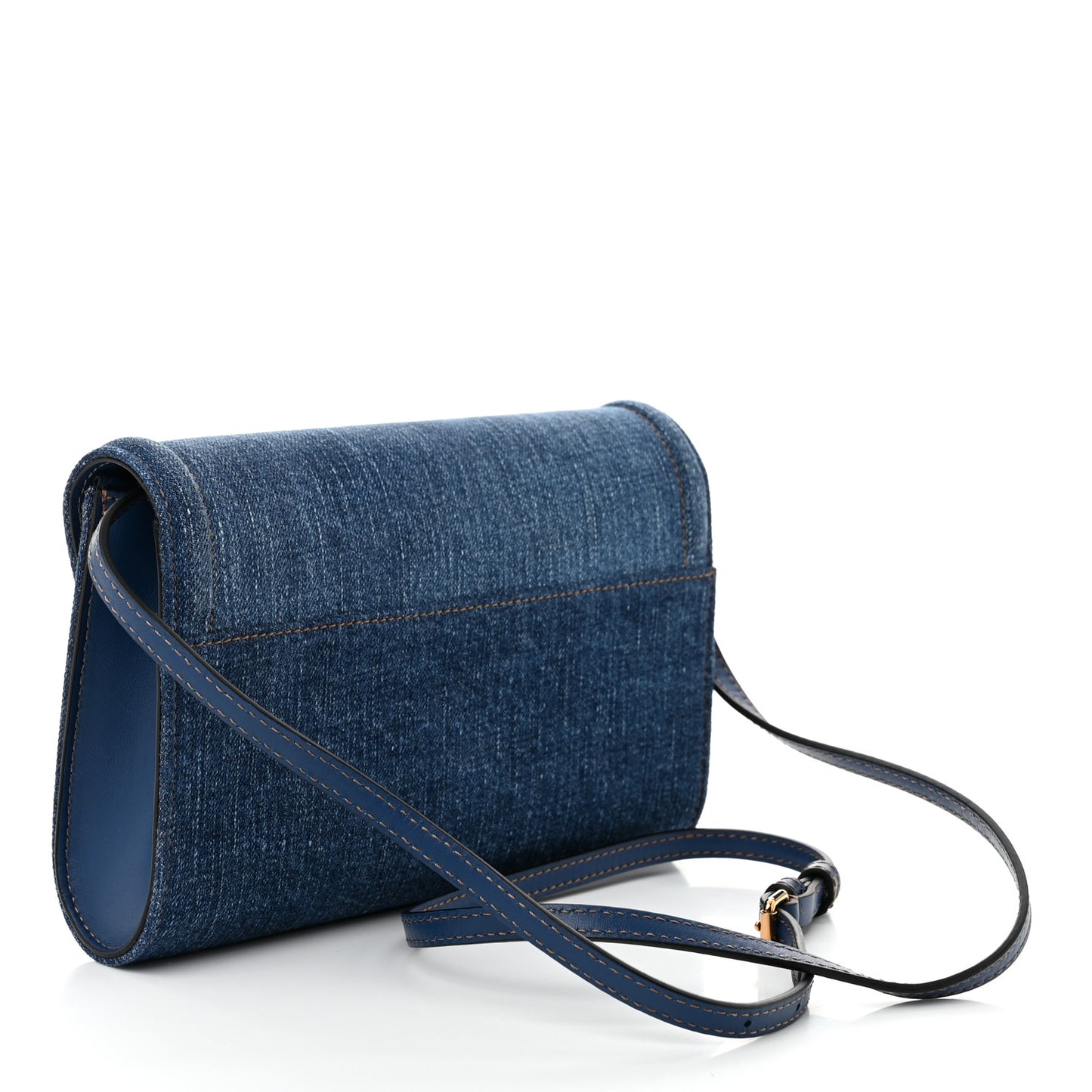 Denim La Medusa Wallet On Strap Navy Blue