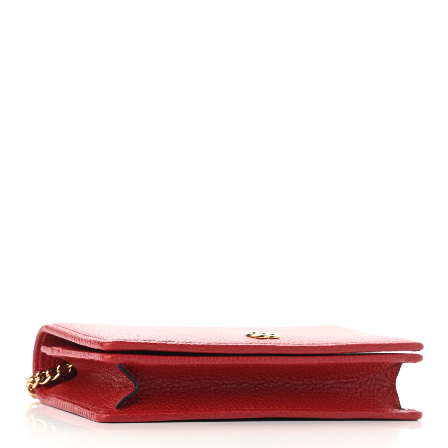 Dollar Calfskin Mini GG Marmont Chain Wallet Hibiscus Red