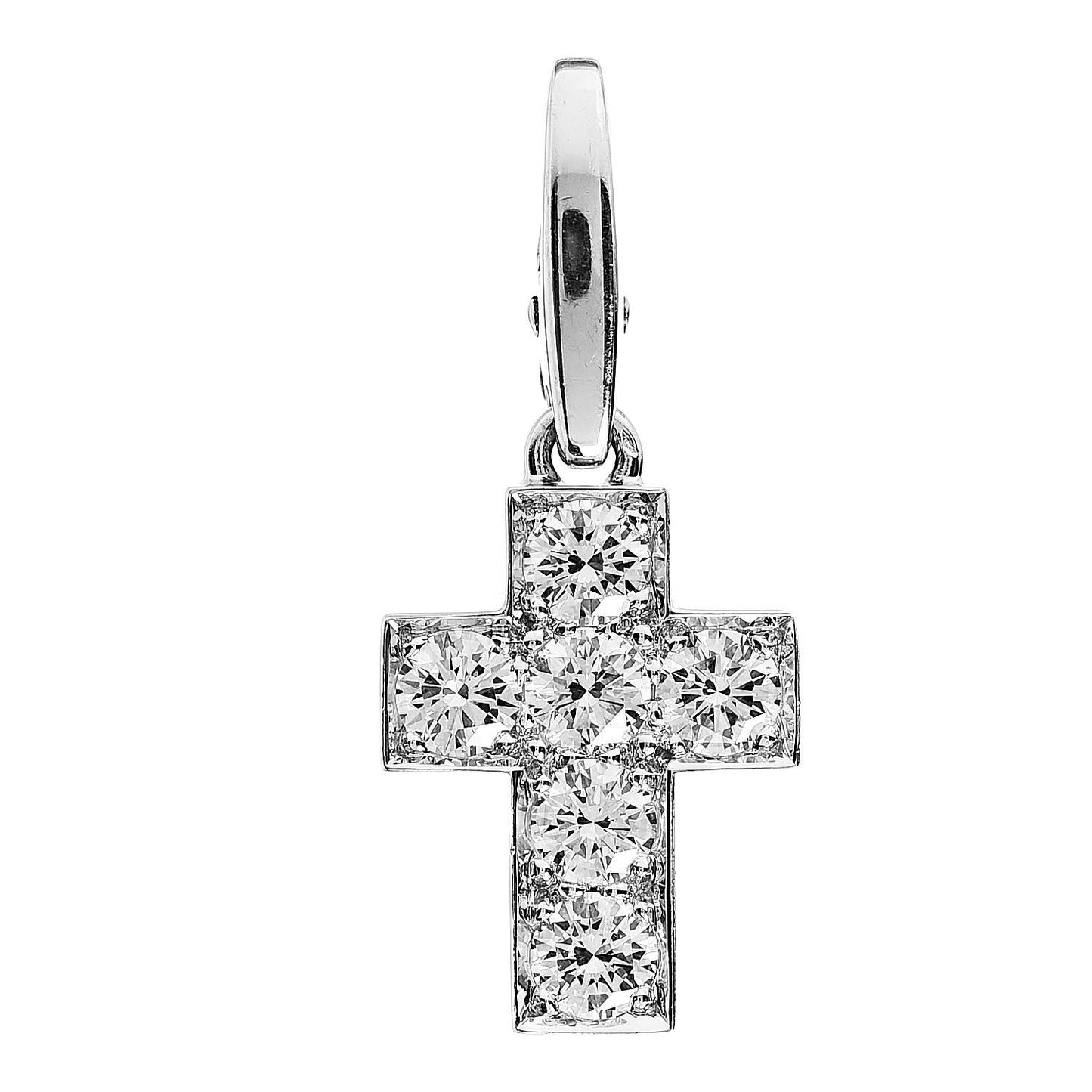 18K White Gold Diamond .66ctw Cross Charm Pendant