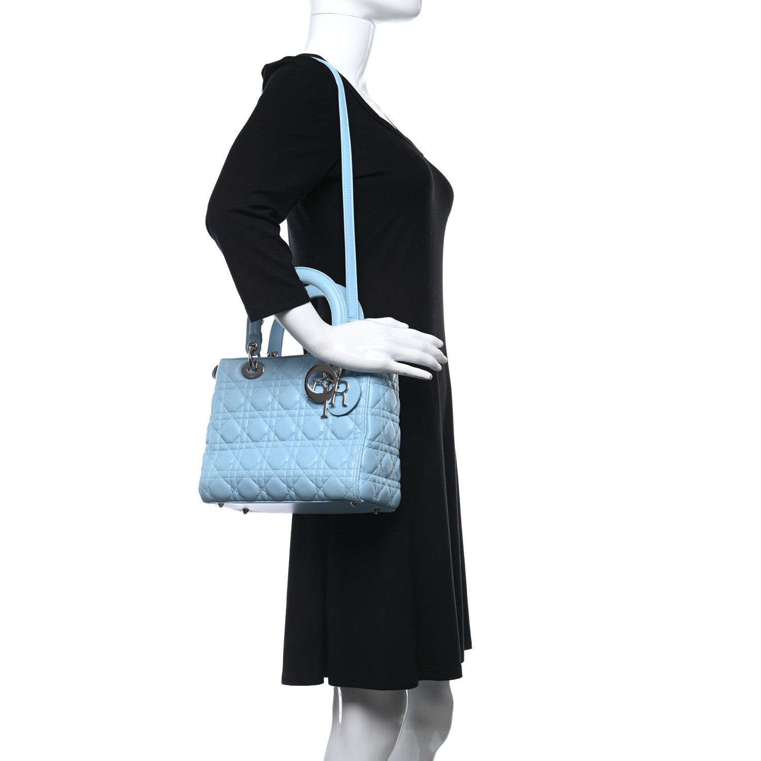 Christian Dior Lambskin Cannage Medium Lady Dior Light Blue 2 of 14