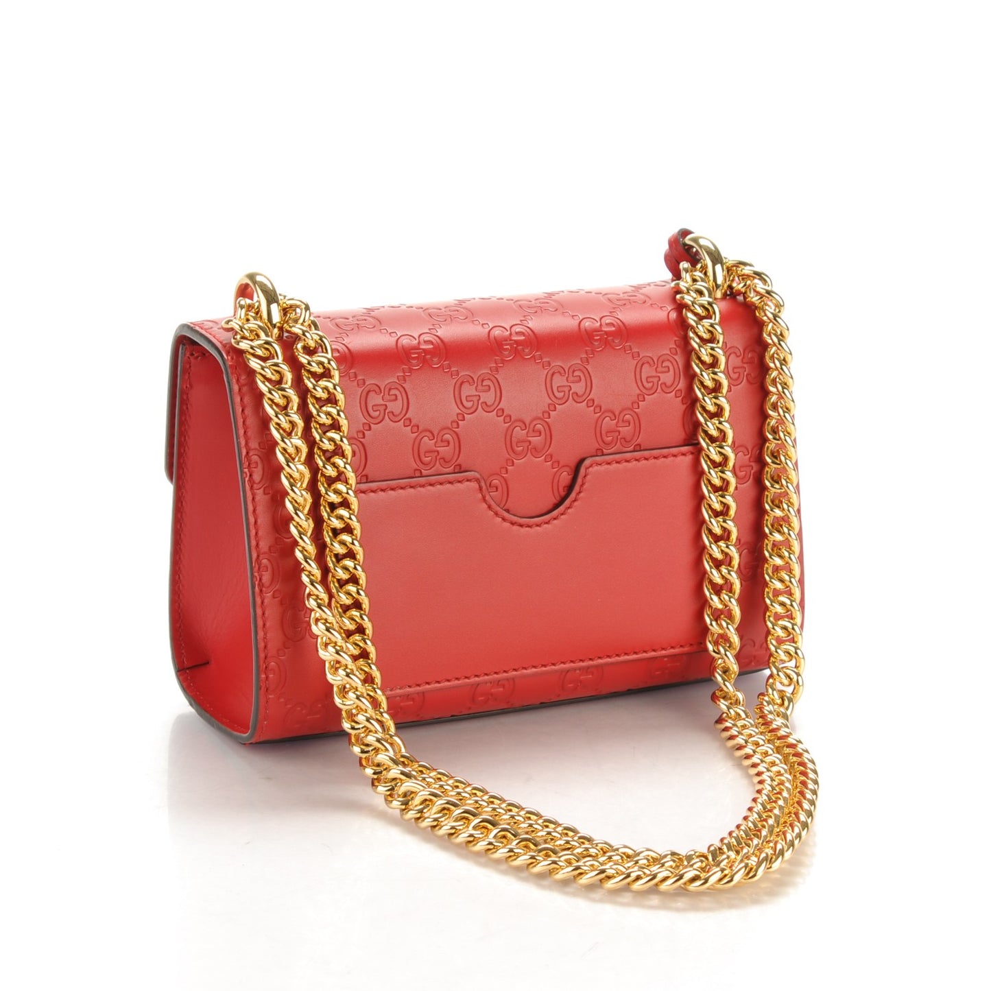 Guccissima Small Padlock Shoulder Bag Hibiscus Red
