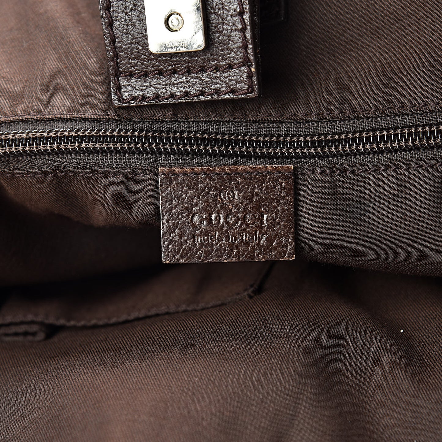 GG Monogram Medium Web Handle Double Pocket Tote Brown
