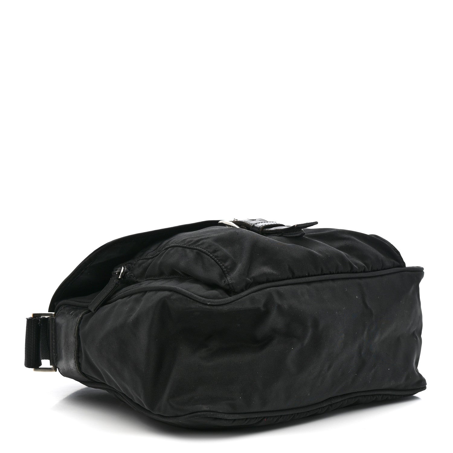 Prada Nylon Vela Saffiano Single Buckle Messenger Shoulder Bag Black 4 of 17