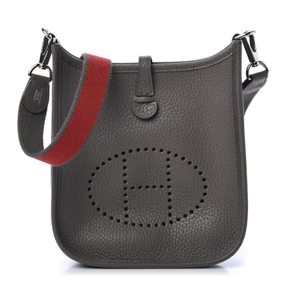 Hermes Taurillon Clemence Amazone Evelyne TPM Etain Rouge Casaque 1 of 12