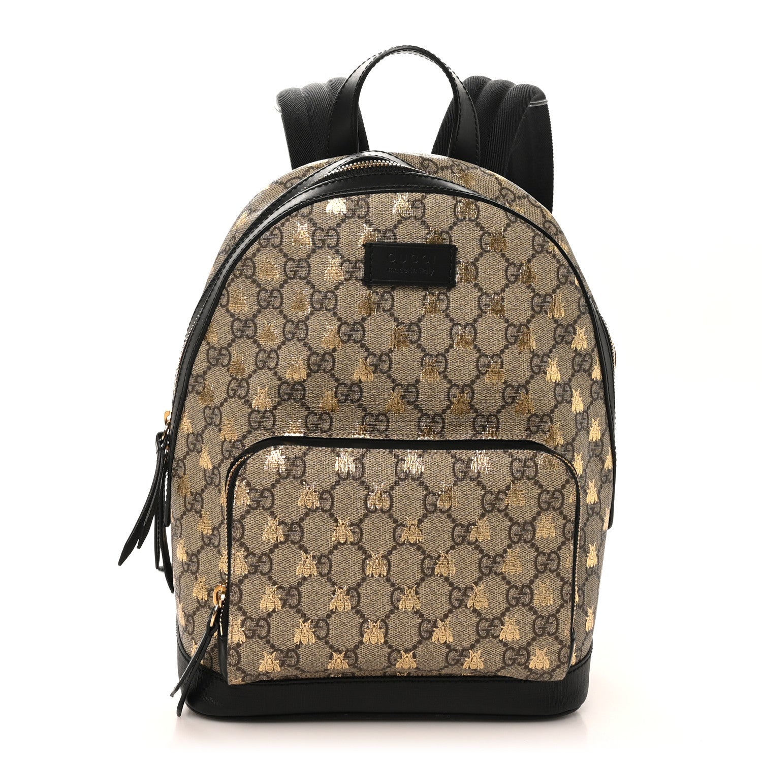 Gucci GG Supreme Monogram Bees Print Small Day Backpack Beige Oro Black 1 of 10