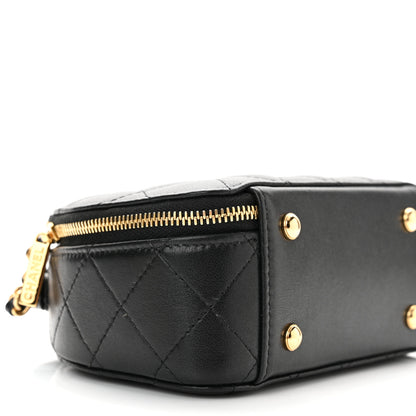 Chanel Lambskin Quilted Chic Riviera Top Handle Vanity Case Black 8 of 9