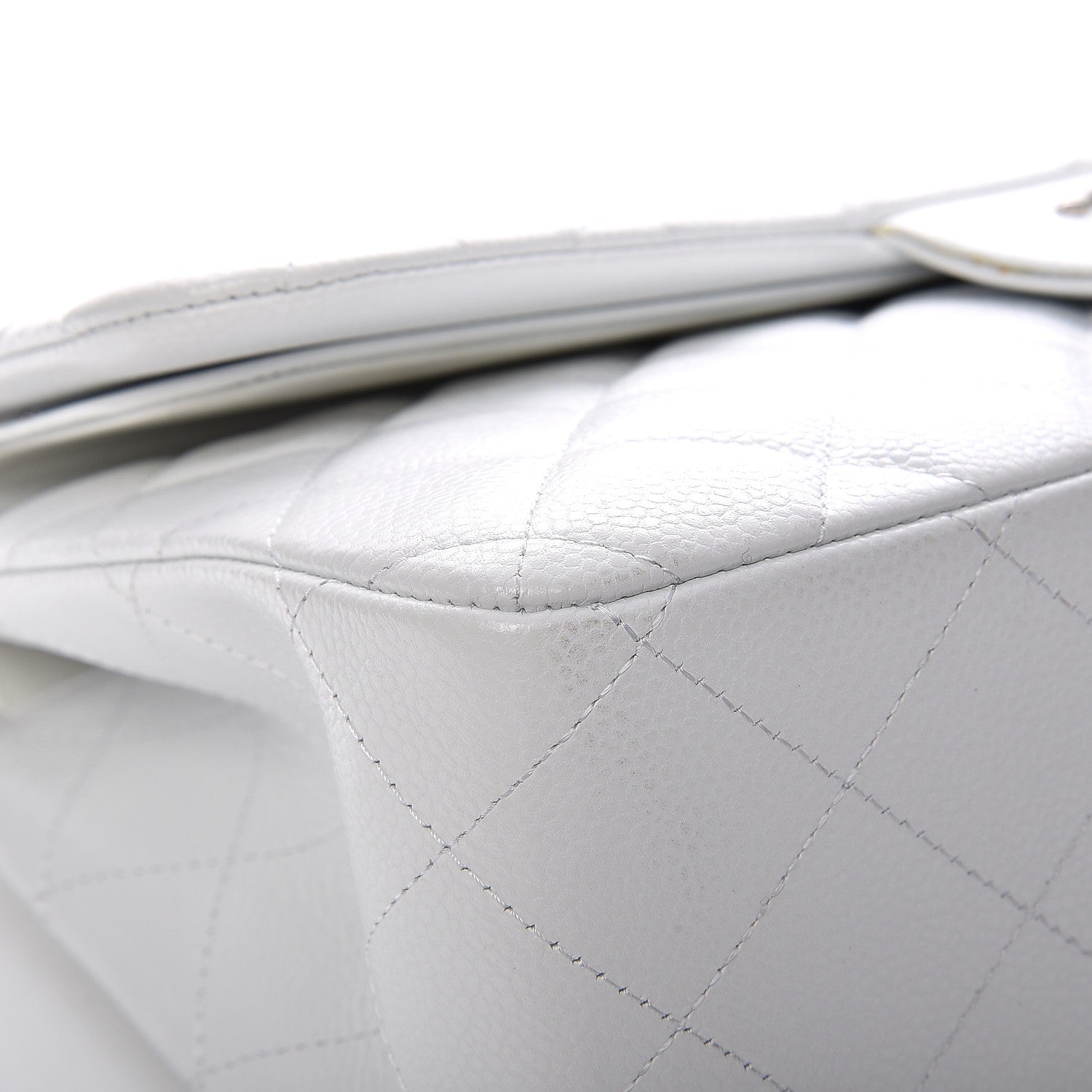 Chanel Caviar Quilted Jumbo Double Flap White 9 of 10