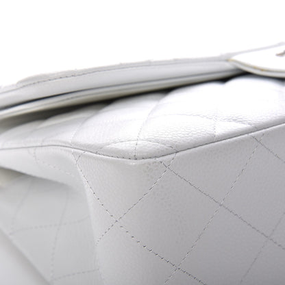 Chanel Caviar Quilted Jumbo Double Flap White 9 of 10