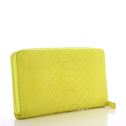 Celine Python Large Zip Around Multifunction Wallet Yellow 3 of 8