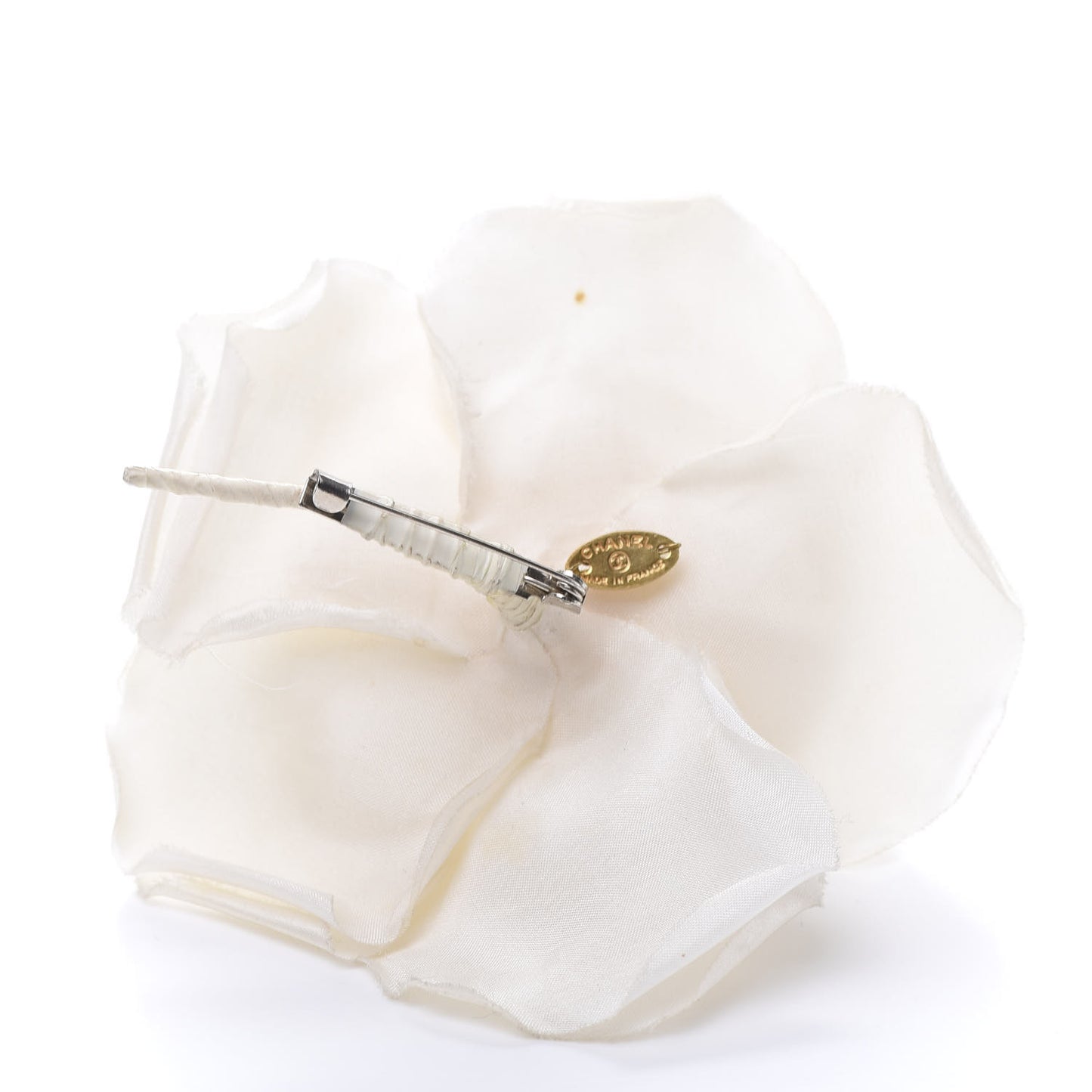 Fabric Camellia Flower Brooch White
