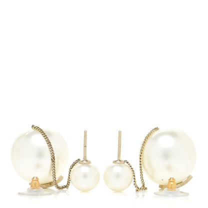 Chanel Pearl CC Chain Drop Earrings Gold 3 of 4