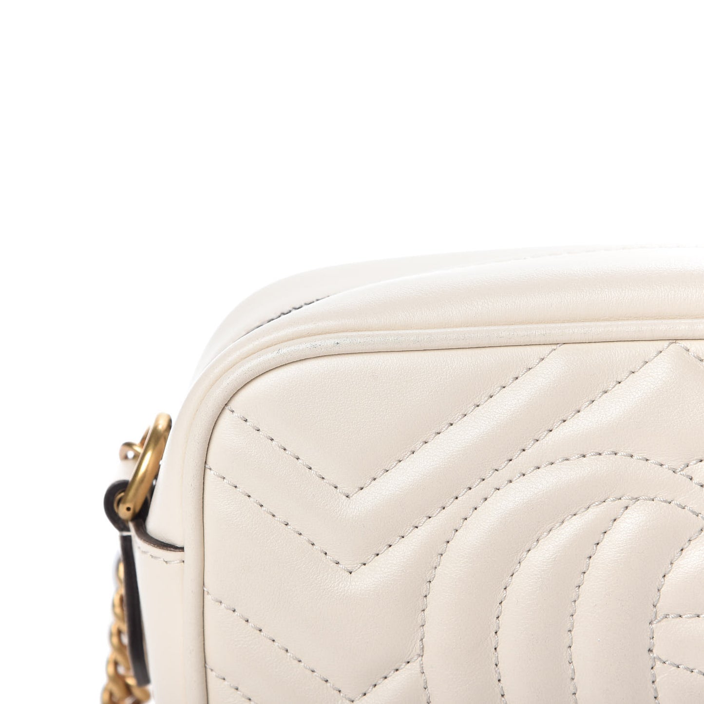 Calfskin Matelasse Mini GG Marmont Chain Shoulder Bag White