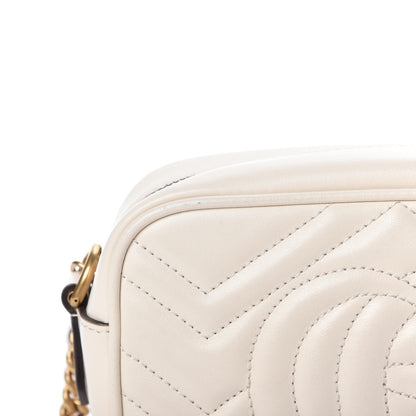 Gucci Calfskin Matelasse Mini GG Marmont Chain Shoulder Bag White 10 of 11